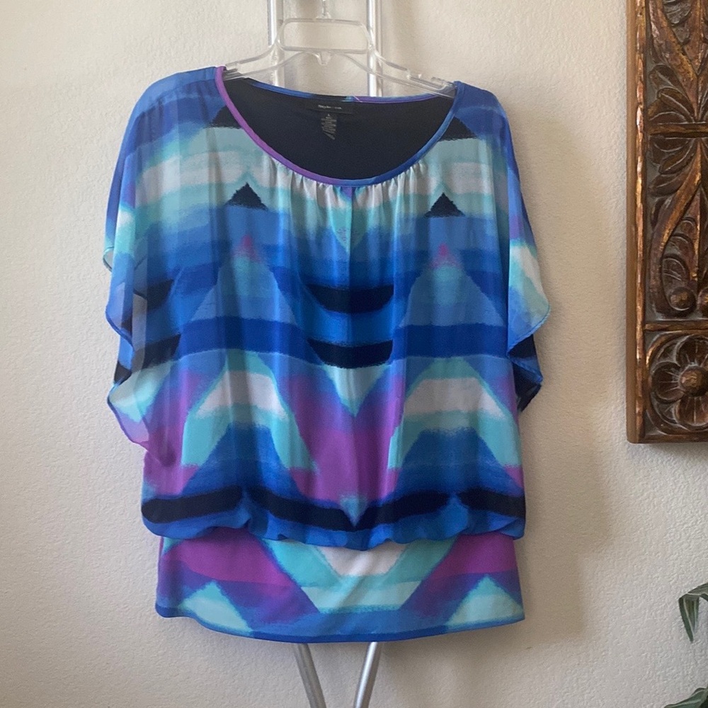 Style&CO  100% polyester  bottoms is 95% polyester and 5% spandex